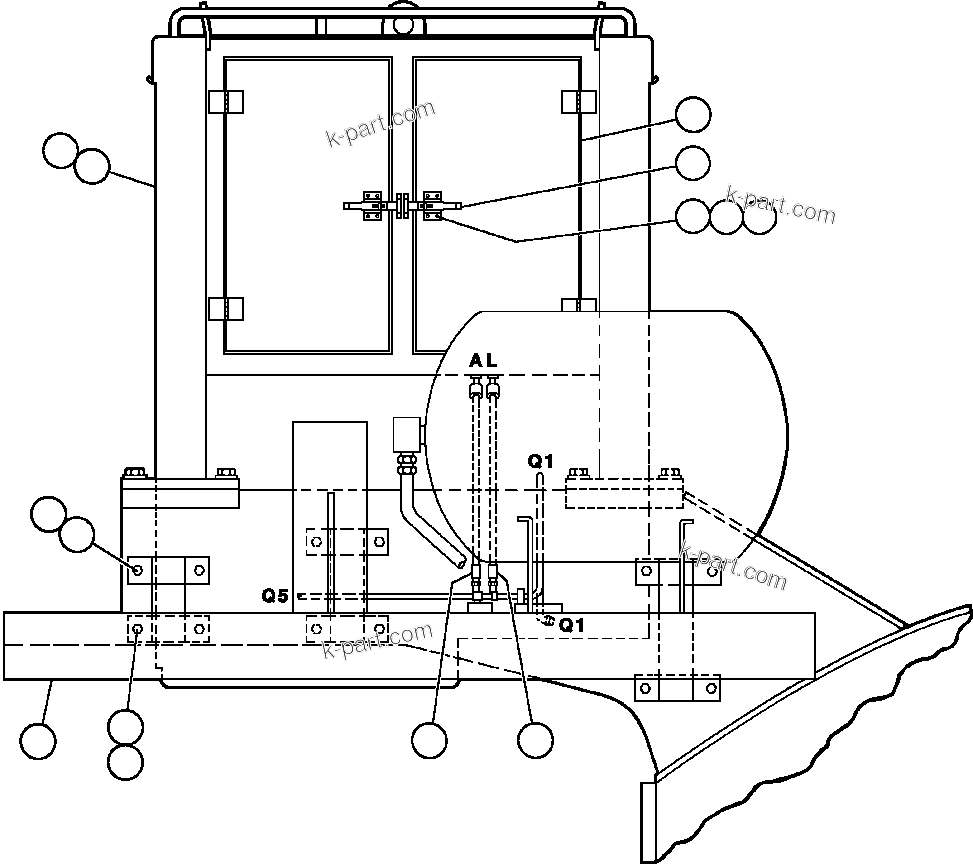 Komatsu parts book diagram for AFE42-J 630E S/N 32081-32084 MT. LEYSHON: REAR DECK & MOUNTING - L.H.