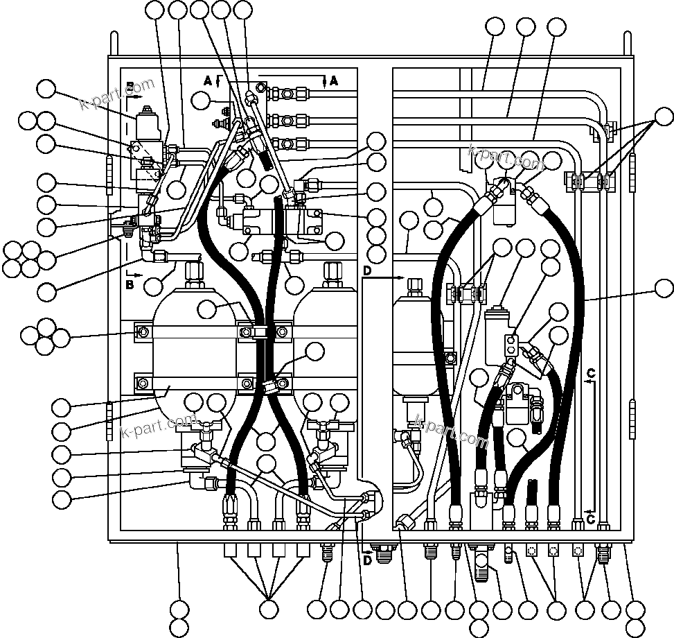 Komatsu parts book diagram for AFE42-J 630E S/N 32081-32084 MT. LEYSHON: HYDRAULIC CABINET ASSM