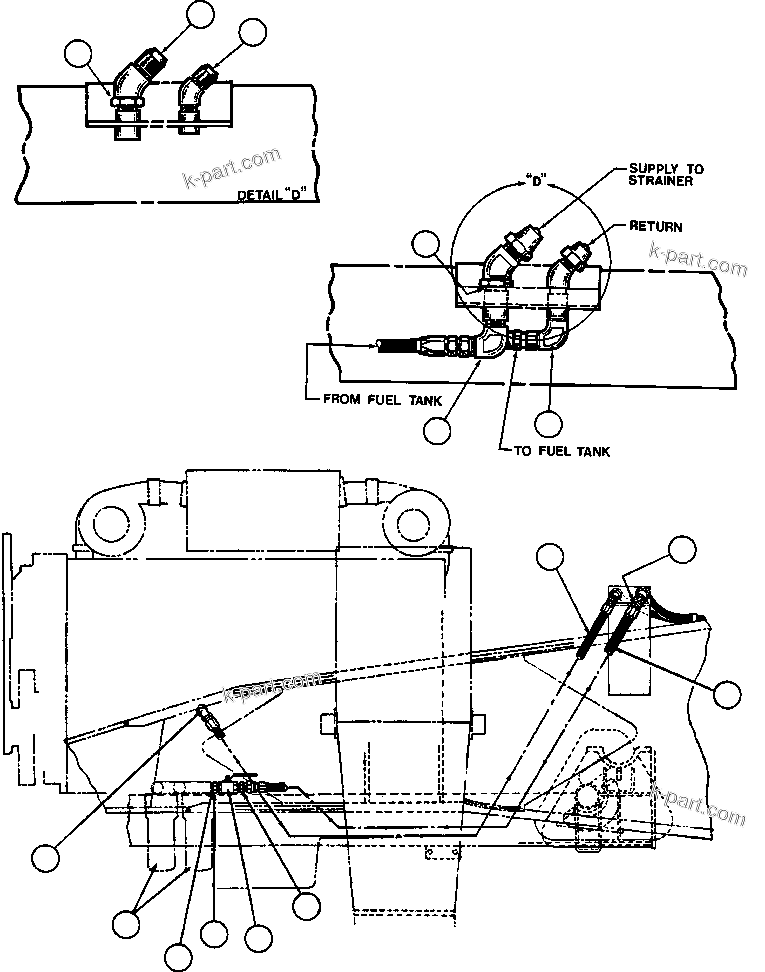Komatsu parts book diagram for AFE42-J 630E S/N 32081-32084 MT. LEYSHON: ENGINE FUEL PIPING