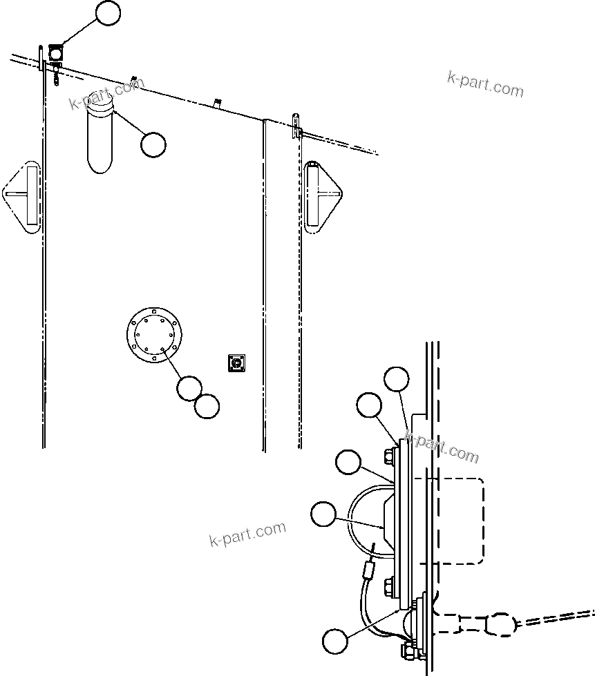 Komatsu parts book diagram for AFE42-J 630E S/N 32081-32084 MT. LEYSHON: PRESSURE FUELING - R.H. (TX3576)