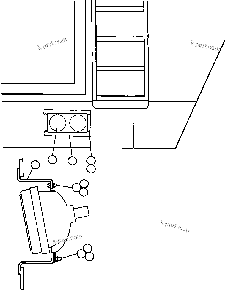 Komatsu parts book diagram for AFE42-J 630E S/N 32081-32084 MT. LEYSHON: HEAD LIGHT INSTL