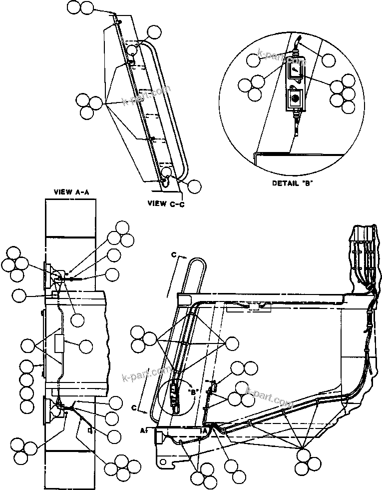 Komatsu parts book diagram for AFE42-J 630E S/N 32081-32084 MT. LEYSHON: HEAD, LADDER & SERVICE LIGHT WIRING