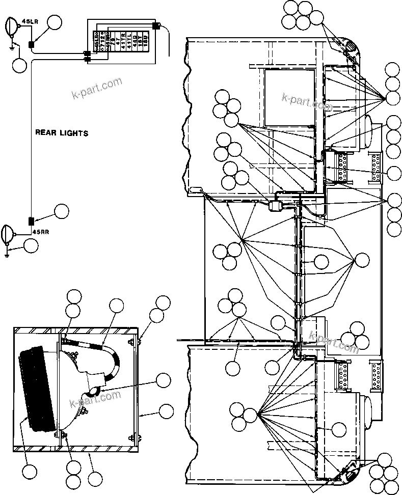 Komatsu parts book diagram for AFE42-J 630E S/N 32081-32084 MT. LEYSHON: TURN SIGNAL, CLEARANCE LIGHTS