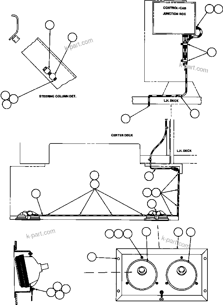 Komatsu parts book diagram for AFE42-J 630E S/N 32081-32084 MT. LEYSHON: HIGH MOUNTED HEADLIGHT INSTL