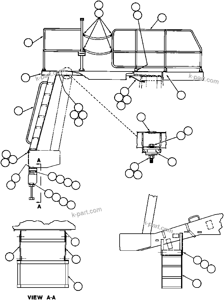 Komatsu parts book diagram for AFE43-AR 685E S/N 32278 BLAIR ATHOL: LEFT DECK, LADDER & STEP