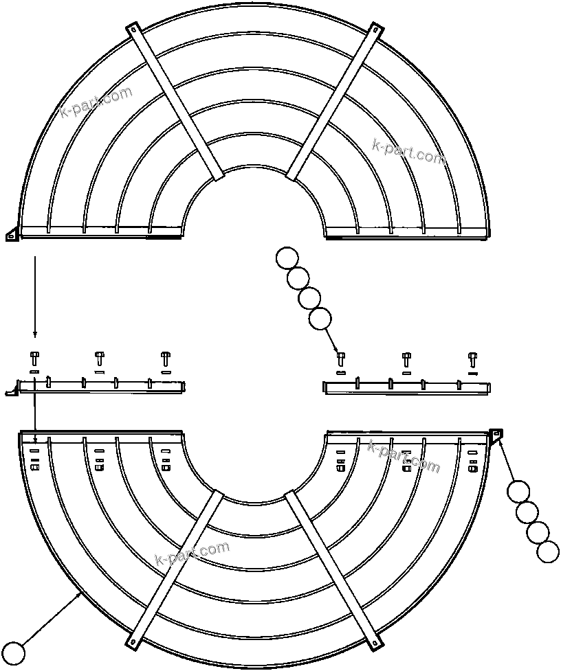 Komatsu parts book diagram for AFE43-AR 685E S/N 32278 BLAIR ATHOL: FAN GUARD INSTL
