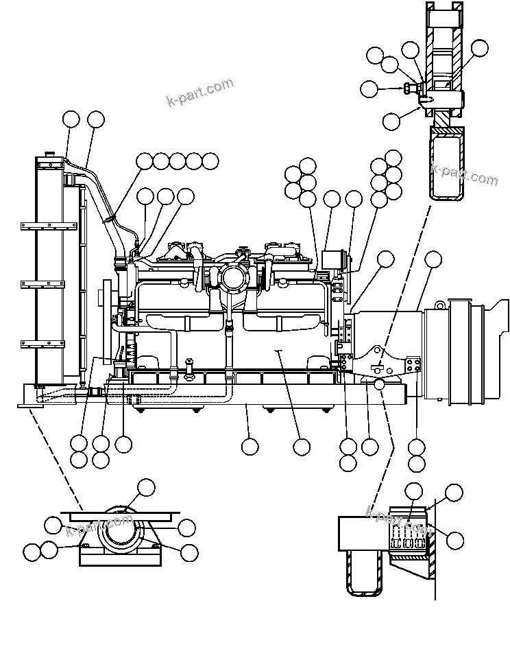 Komatsu parts book diagram for AFE43-AR 685E S/N 32278 BLAIR ATHOL: ENGINE MOUNT & MISCELLANEOUS