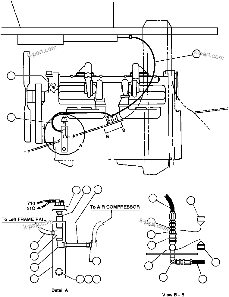 Komatsu parts book diagram for AFE43-AR 685E S/N 32278 BLAIR ATHOL: ENGINE GAUGE PIPING