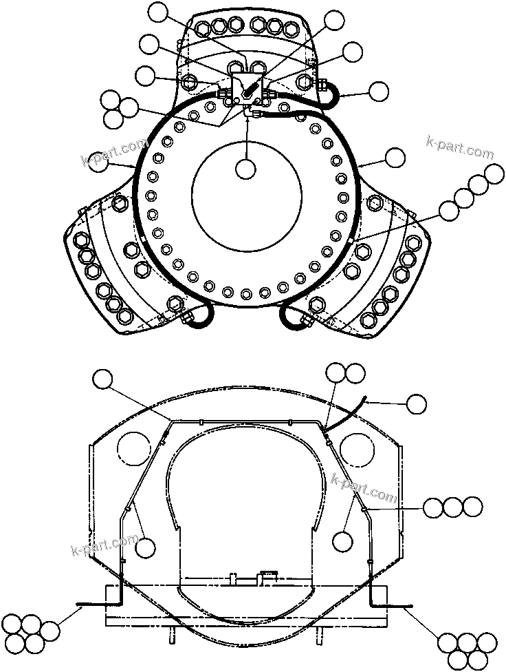 Komatsu parts book diagram for AFE43-AR 685E S/N 32278 BLAIR ATHOL: FRONT BRAKE PIPING