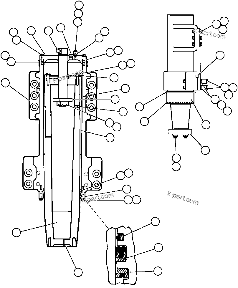 Komatsu parts book diagram for AFE43-AR 685E S/N 32278 BLAIR ATHOL: FRONT SUSPENSION & MOUNTING