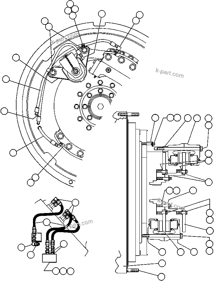 Komatsu parts book diagram for AFE43-AR 685E S/N 32278 BLAIR ATHOL: REAR DISC & PARKING BRAKE INSTL