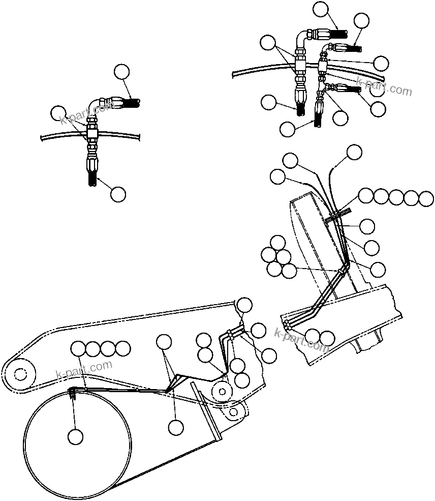 Komatsu parts book diagram for AFE43-AR 685E S/N 32278 BLAIR ATHOL: REAR BRAKE PIPING