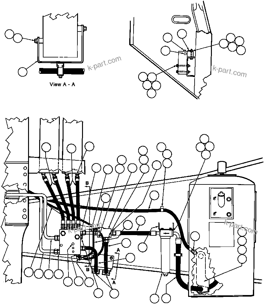 Komatsu parts book diagram for AFE43-AR 685E S/N 32278 BLAIR ATHOL: STEERING SYSTEM PIPING - 2