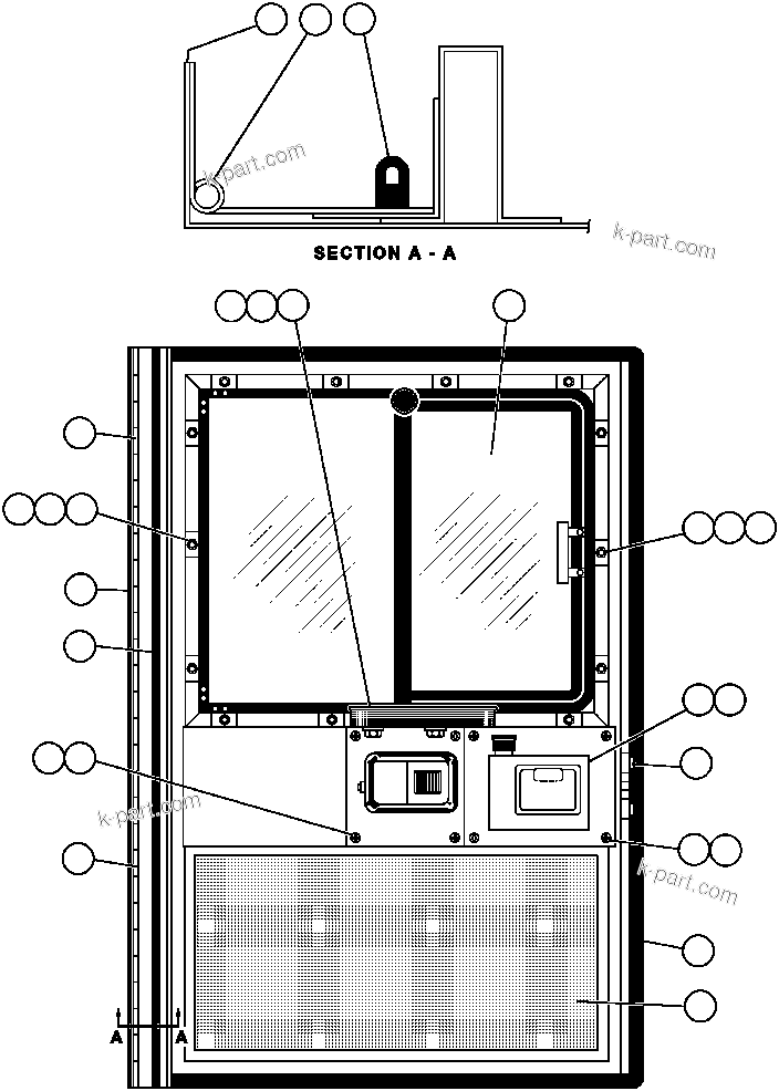 Komatsu parts book diagram for AFE43-AR 685E S/N 32278 BLAIR ATHOL: DOOR ASSM (VE8515-L.H.)
