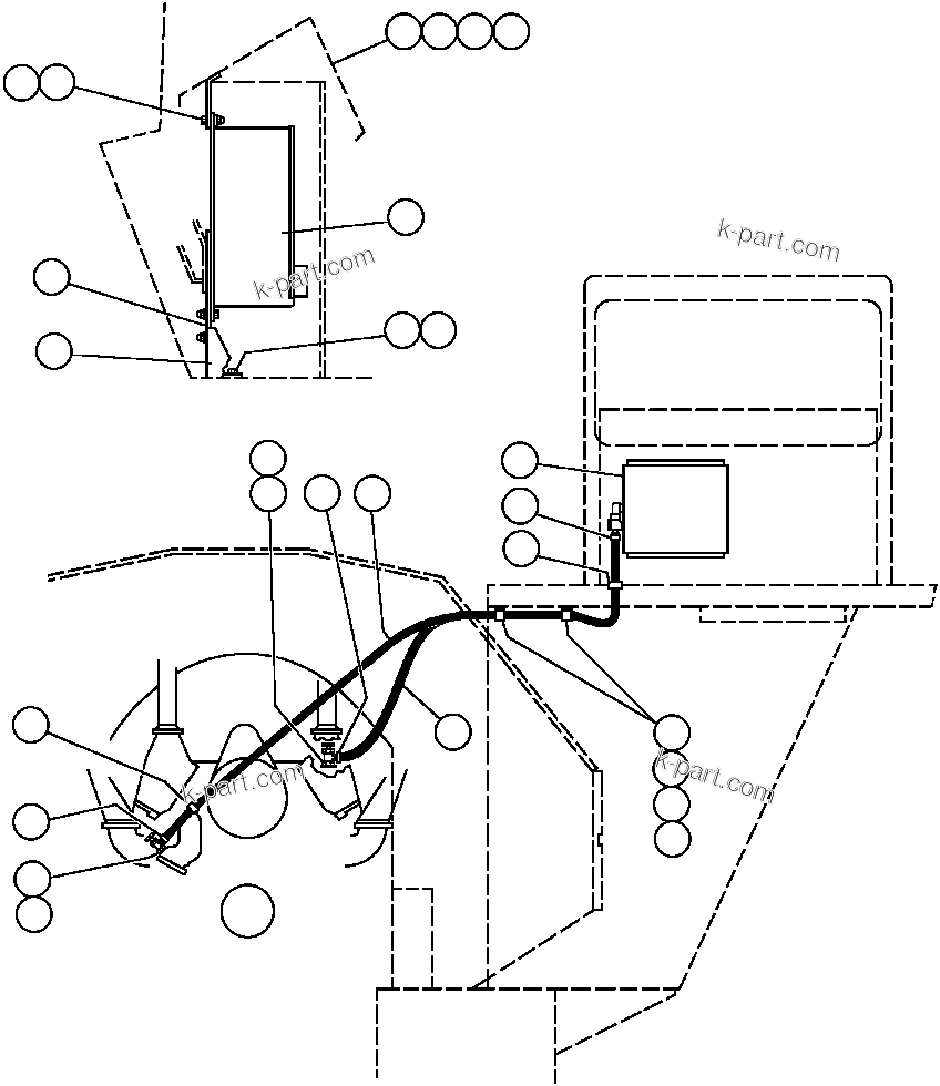 Komatsu parts book diagram for AFE43-AR 685E S/N 32278 BLAIR ATHOL: HEATER PIPING & INSTL