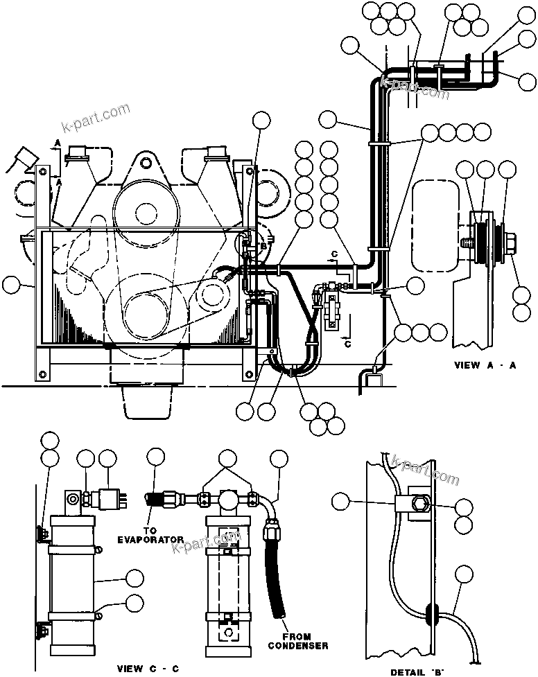 Komatsu parts book diagram for AFE43-AR 685E S/N 32278 BLAIR ATHOL: AIR CONDITIONER PIPING & INSTL
