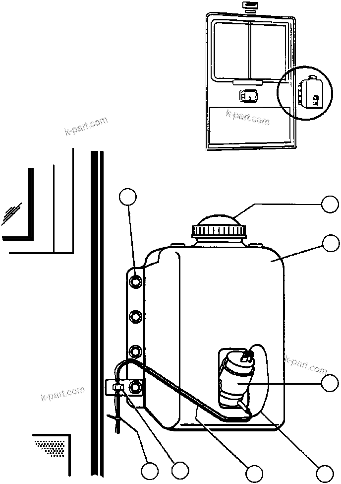 Komatsu parts book diagram for AFE43-AR 685E S/N 32278 BLAIR ATHOL: WINDSHIELD WASHER INSTL