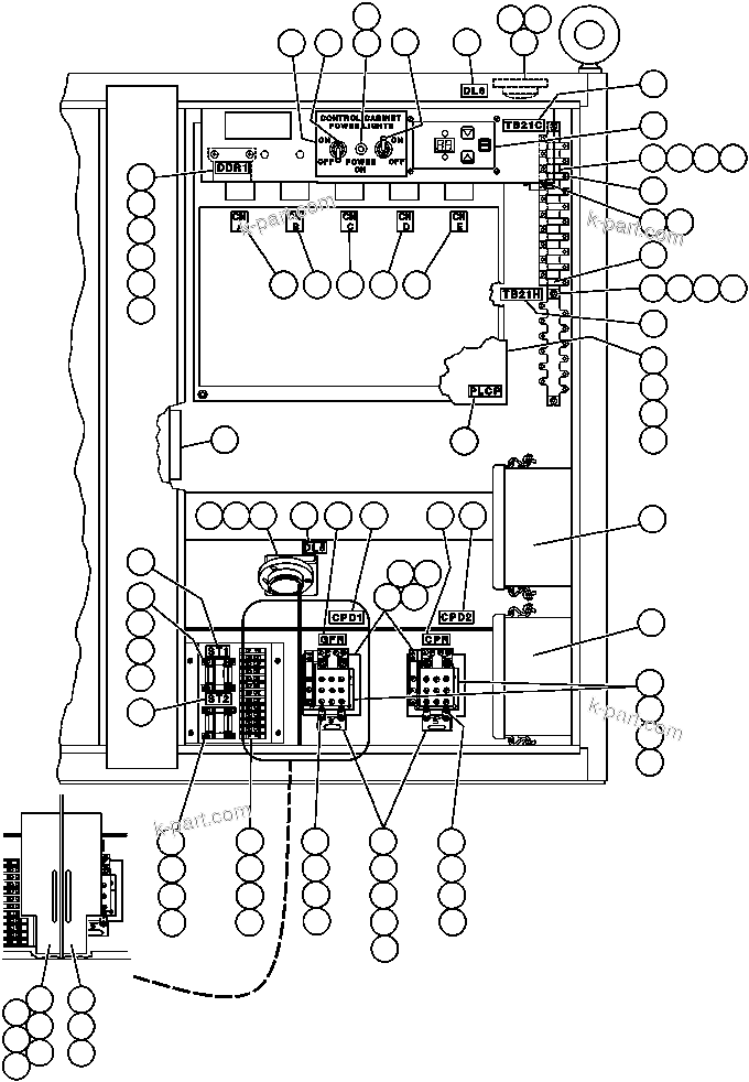 Komatsu parts book diagram for AFE43-AR 685E S/N 32278 BLAIR ATHOL: CONTROL CABINET ASSM - 3
