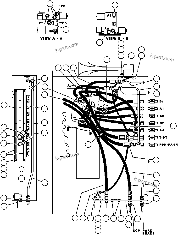 Komatsu parts book diagram for AFE43-AR 685E S/N 32278 BLAIR ATHOL: UNDER CAB PIPING
