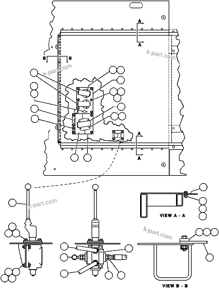 Komatsu parts book diagram for AFE43-AR 685E S/N 32278 BLAIR ATHOL: LEFT FRONT DECK PIPING