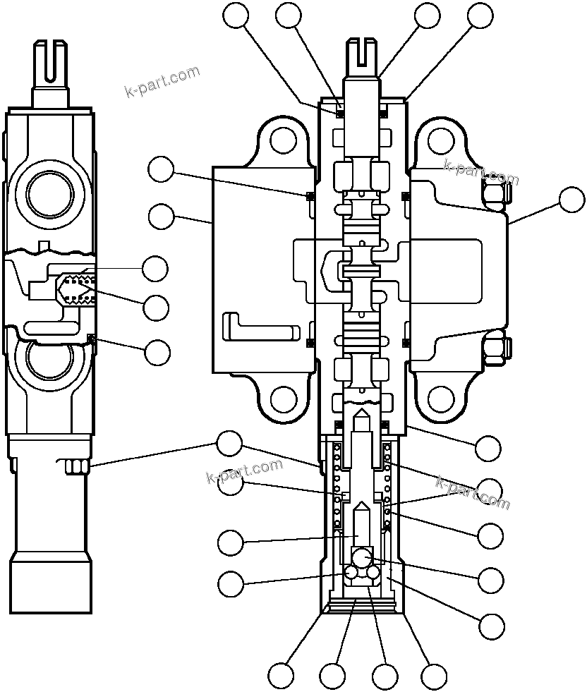 Komatsu parts book diagram for AFE43-AR 685E S/N 32278 BLAIR ATHOL: HOIST PILOT VALVE ASSM