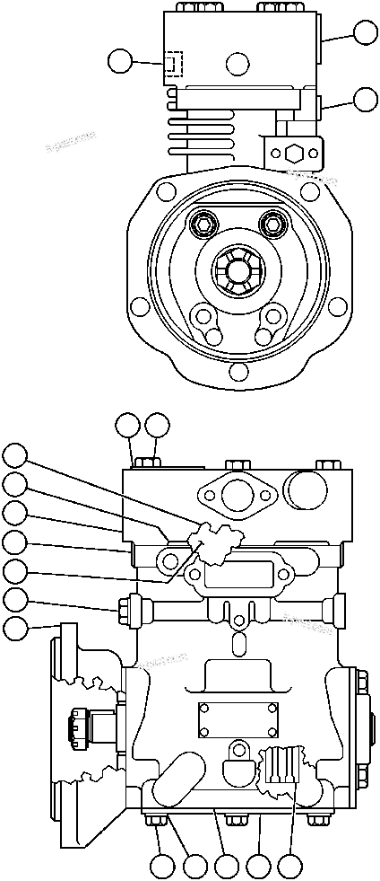 Komatsu parts book diagram for AFE43-AR 685E S/N 32278 BLAIR ATHOL: AIR COMPRESSOR ASSM (VE1055)