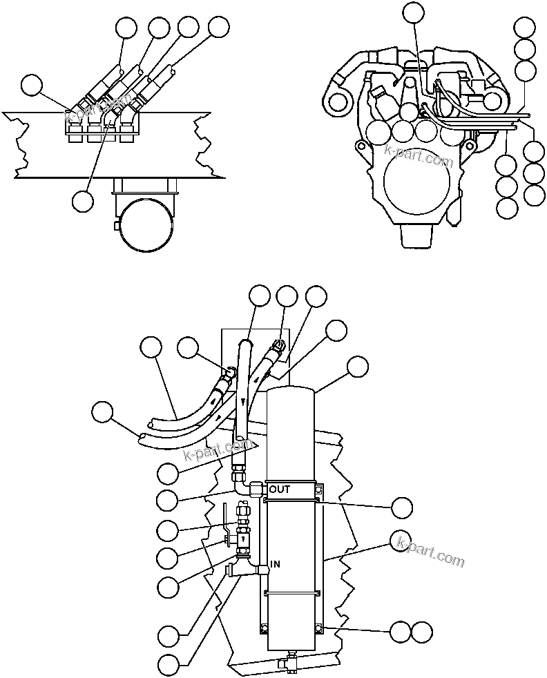 Komatsu parts book diagram for AFE43-AR 685E S/N 32278 BLAIR ATHOL: FUEL FILTER PIPING