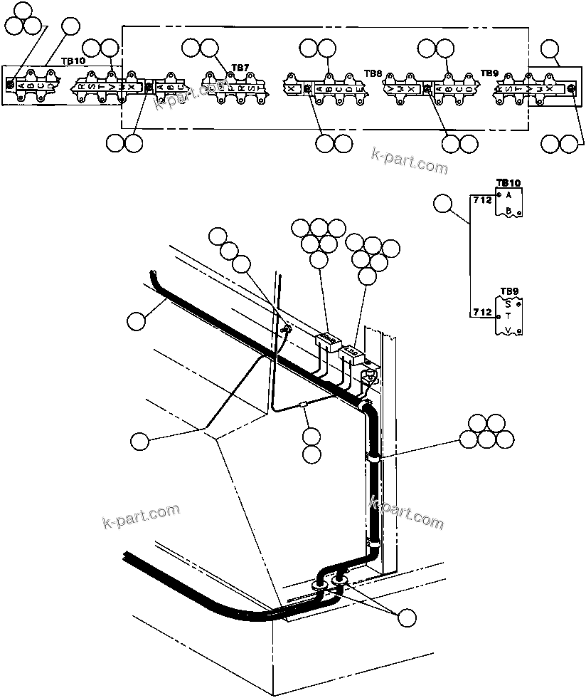 Komatsu parts book diagram for AFE43-AR 685E S/N 32278 BLAIR ATHOL: L.H. DECK WIRING INSTL
