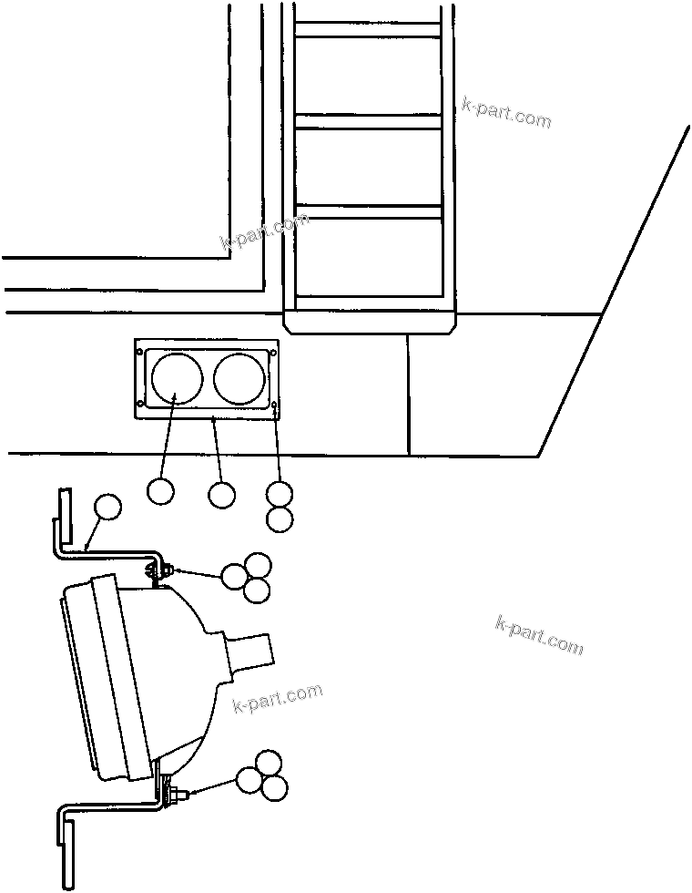 Komatsu parts book diagram for AFE43-AR 685E S/N 32278 BLAIR ATHOL: HEAD LIGHT INSTL