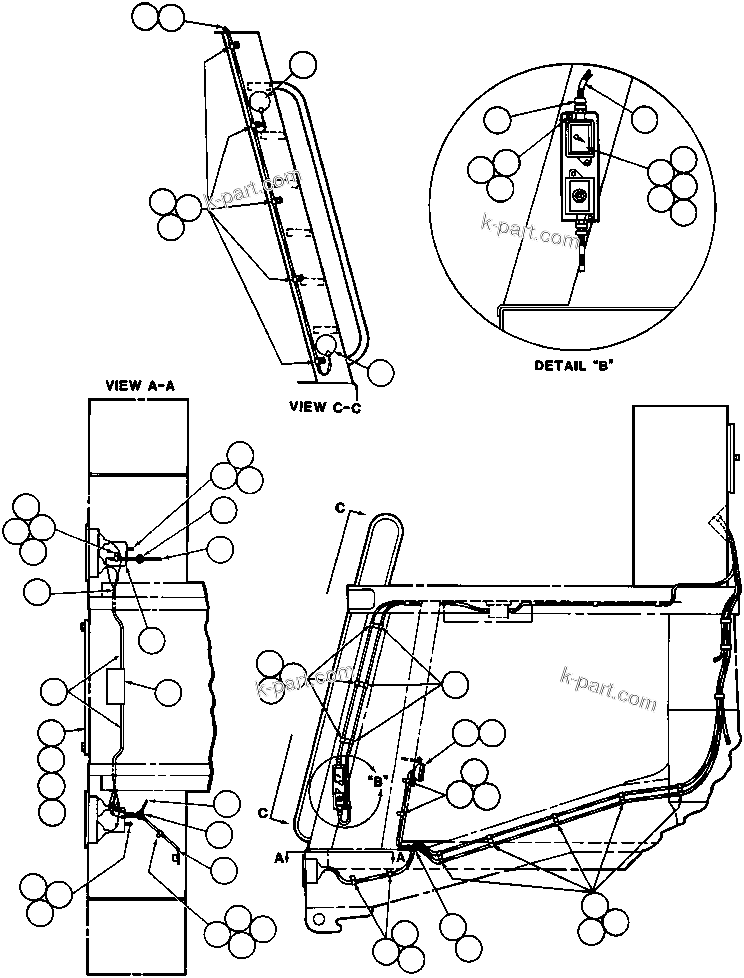 Komatsu parts book diagram for AFE43-AR 685E S/N 32278 BLAIR ATHOL: HEAD, LADDER & SERVICE LIGHT WIRING