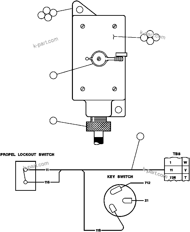 Komatsu parts book diagram for AFE43-AR 685E S/N 32278 BLAIR ATHOL: PROPEL LOCKOUT SWITCH INSTL