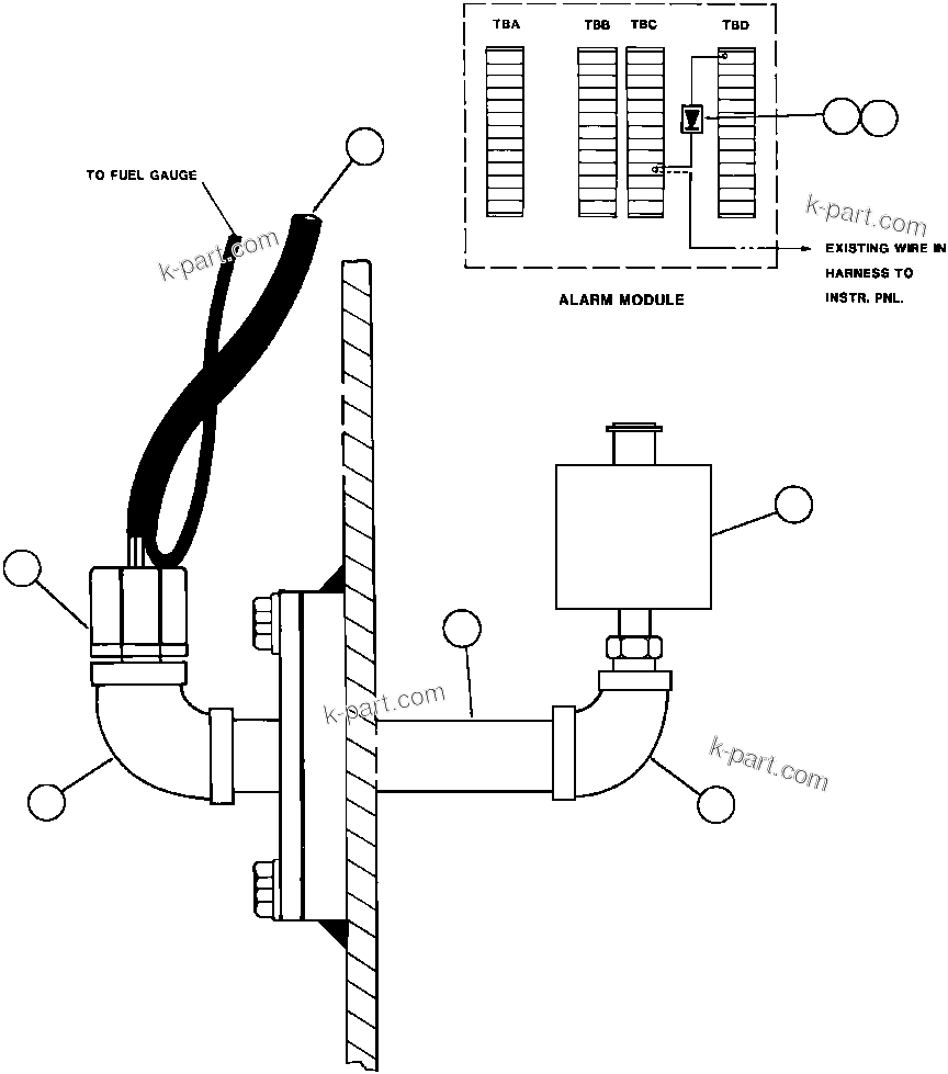 Komatsu parts book diagram for AFE43-AR 685E S/N 32278 BLAIR ATHOL: LOW FUEL LIGHT & BUZZER INSTL