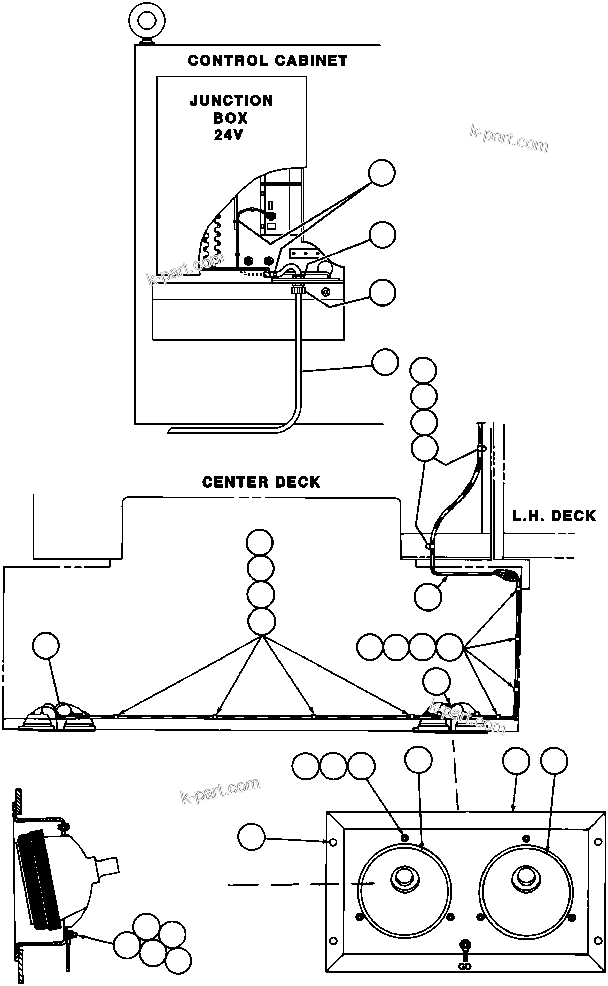 Komatsu parts book diagram for AFE43-AR 685E S/N 32278 BLAIR ATHOL: HIGH MOUNTED HEADLIGHT INSTL