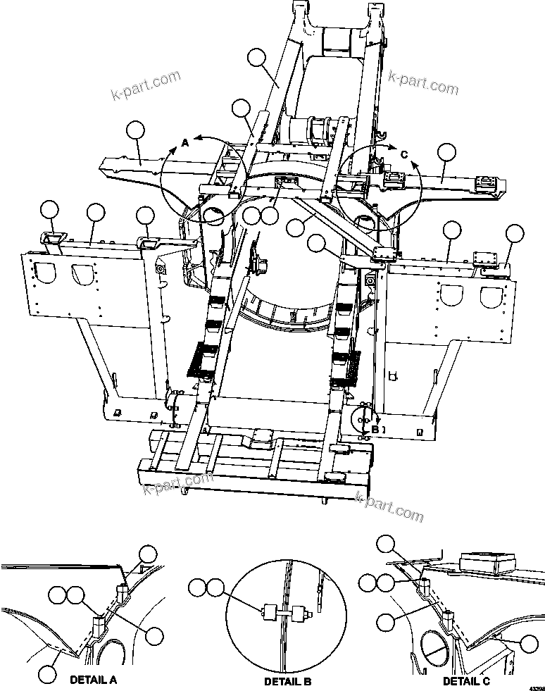 Komatsu parts book diagram for AFE57-FS 830E-1AC S/N A30723 - A30726    ISLA RIESCO: FRAME & UPRIGHTS