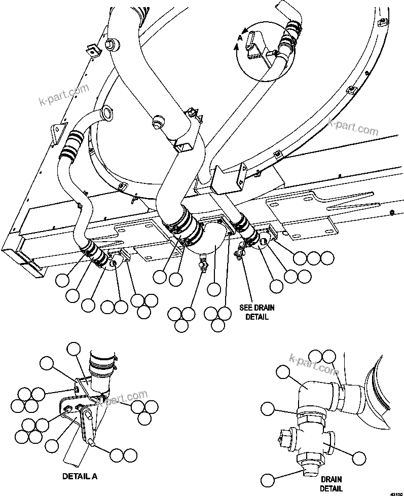 Komatsu parts book diagram for AFE57-FS 830E-1AC S/N A30723 - A30726    ISLA RIESCO: COOLING SYSTEM PIPING  3/3