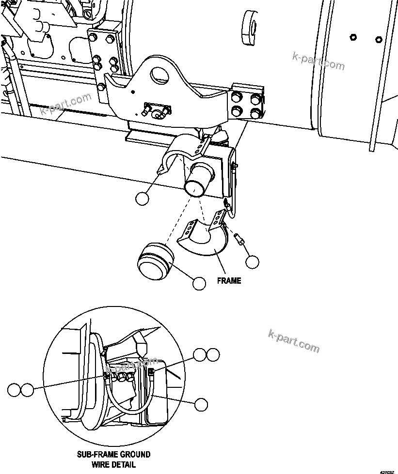 Komatsu parts book diagram for AFE57-FS 830E-1AC S/N A30723 - A30726    ISLA RIESCO: SUB-FRAME CRADLE INSTALLATION