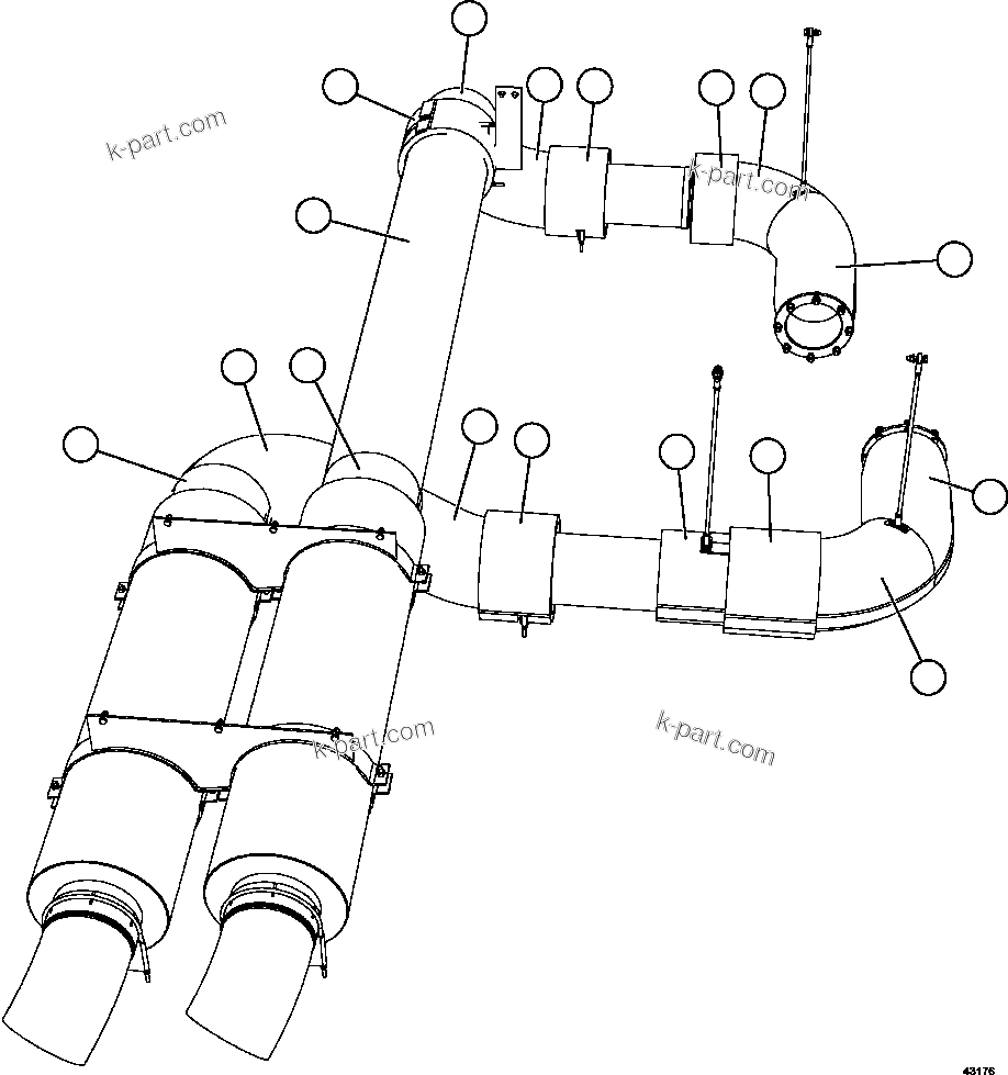 Komatsu parts book diagram for AFE57-FS 830E-1AC S/N A30723 - A30726    ISLA RIESCO: EXHAUST BLANKETS
