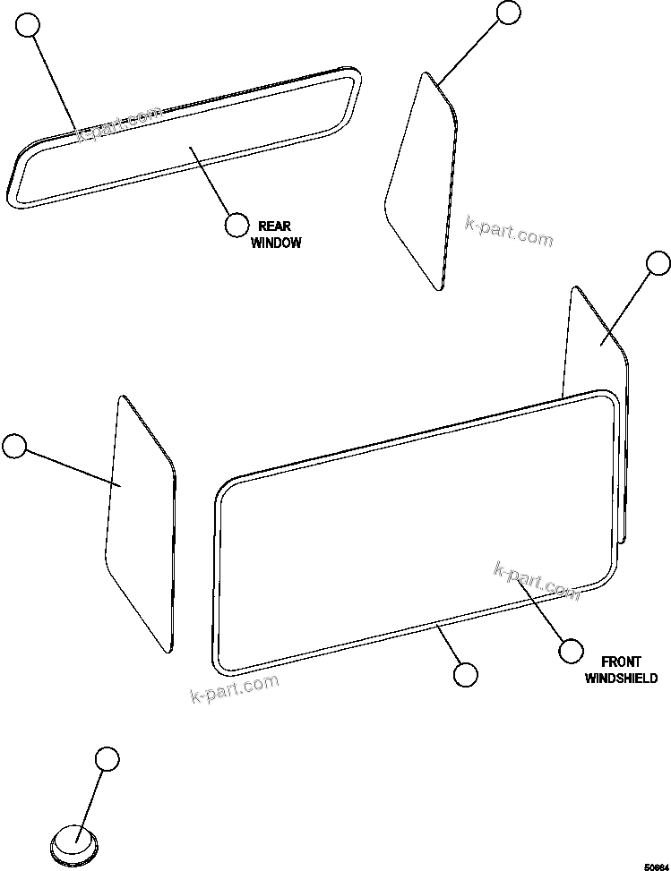 Komatsu parts book diagram for AFE57-FS 830E-1AC S/N A30723 - A30726    ISLA RIESCO: CAB WINDOWS