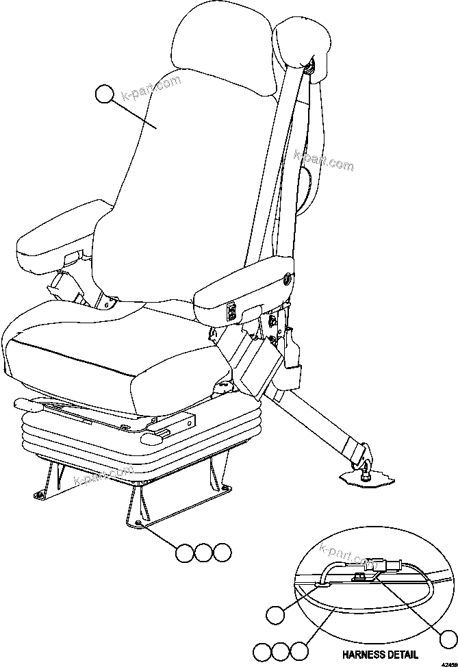 Komatsu parts book diagram for AFE57-FS 830E-1AC S/N A30723 - A30726    ISLA RIESCO: OPERATOR'S SEAT INSTALLATION