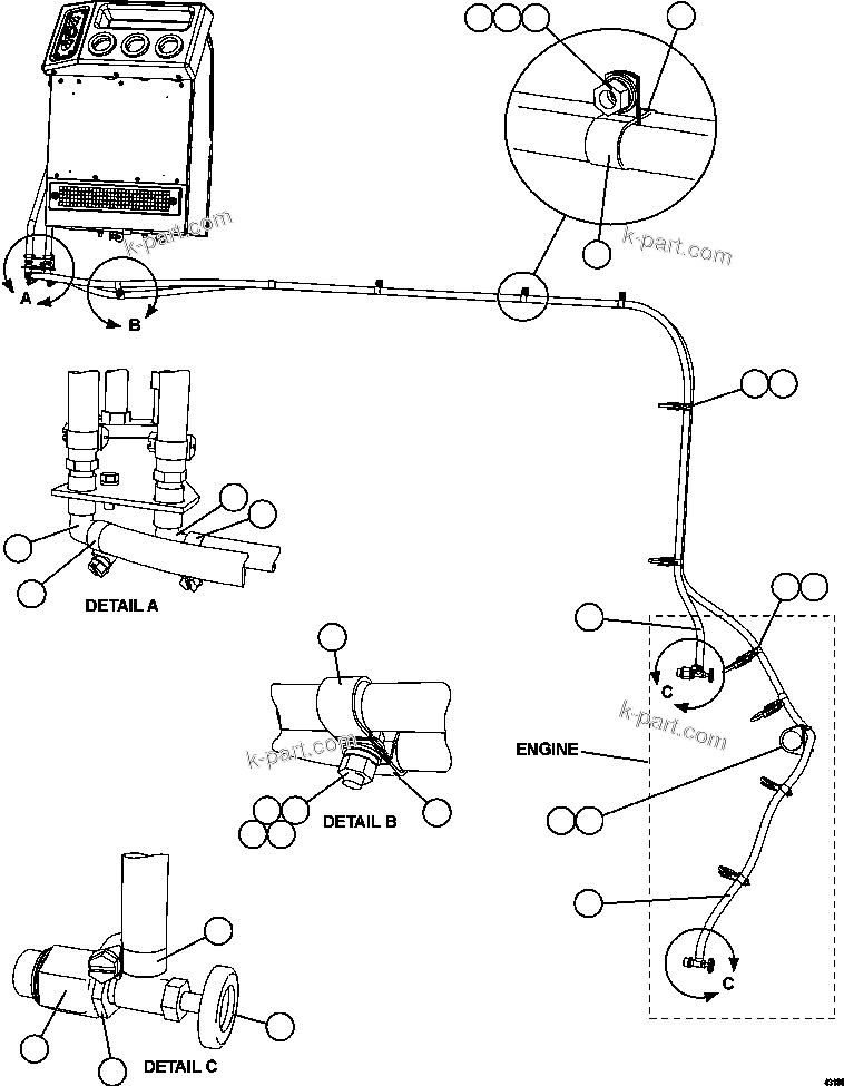 Komatsu parts book diagram for AFE57-FS 830E-1AC S/N A30723 - A30726    ISLA RIESCO: HEATER PIPING