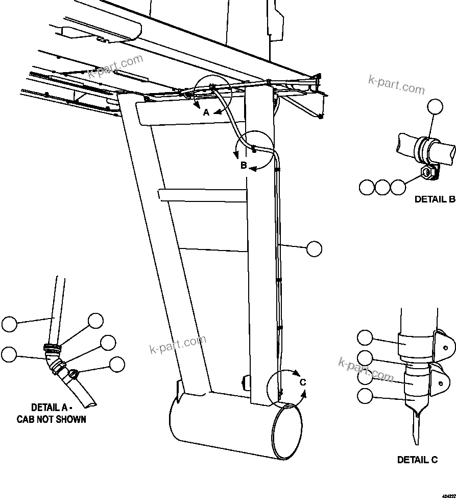 Komatsu parts book diagram for AFE57-FS 830E-1AC S/N A30723 - A30726    ISLA RIESCO: HEATER/AC DRAIN HOSE INSTALLATION