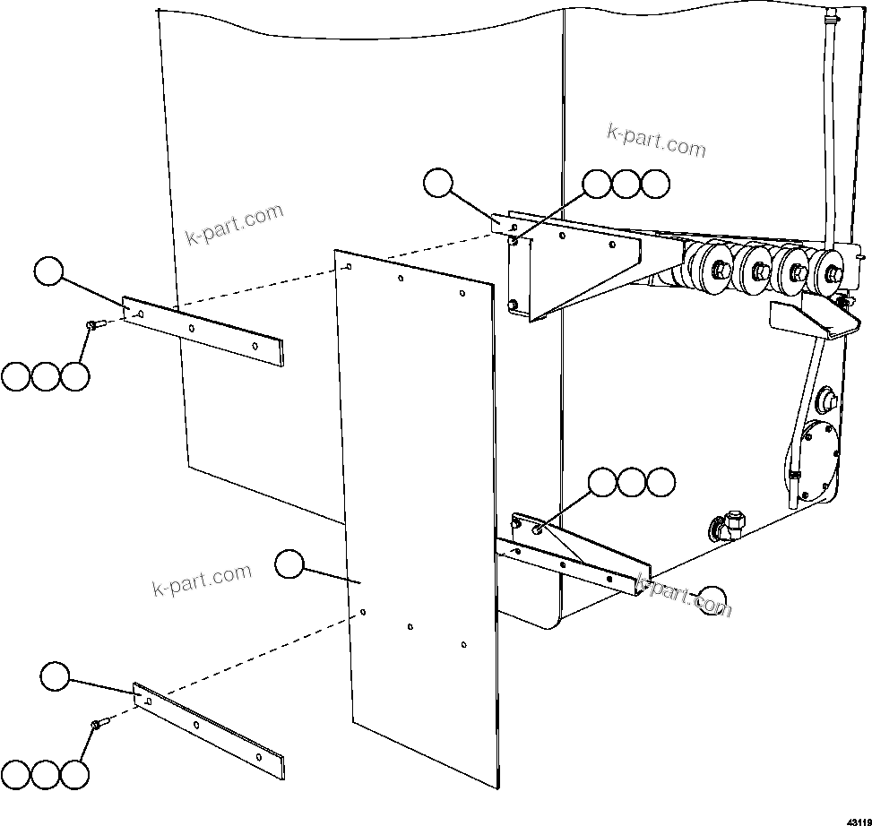 Komatsu parts book diagram for AFE57-FS 830E-1AC S/N A30723 - A30726    ISLA RIESCO: FUEL TANK MUD FLAP