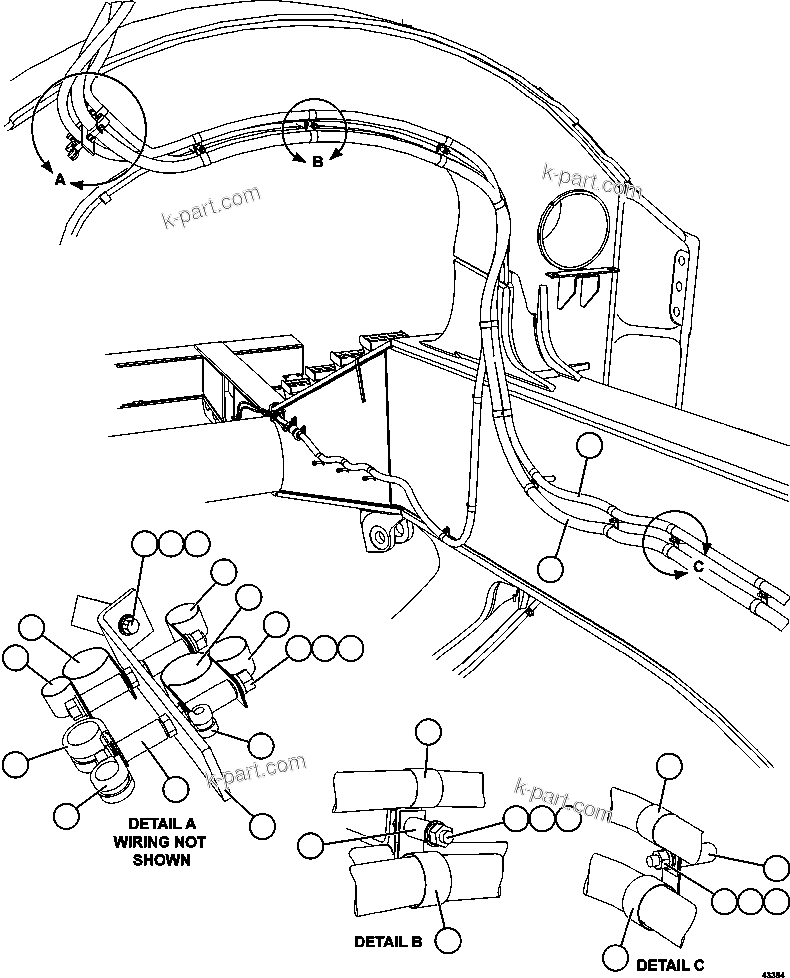 Komatsu parts book diagram for AFE57-FS 830E-1AC S/N A30723 - A30726    ISLA RIESCO: RH FRAME RAIL WIRING  2/2
