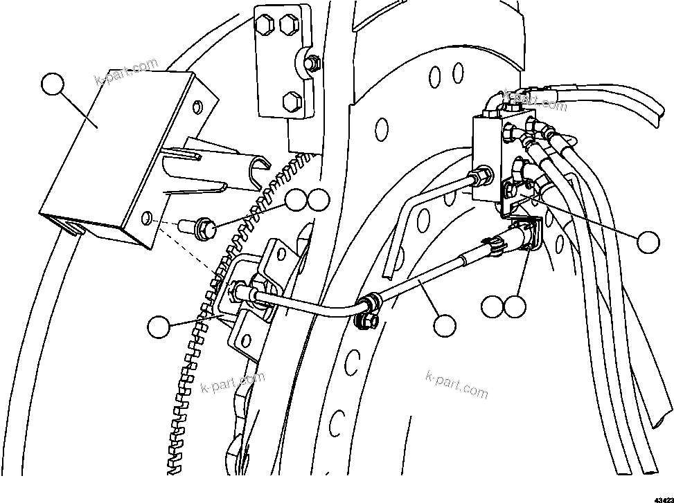 Komatsu parts book diagram for AFE57-FS 830E-1AC S/N A30723 - A30726    ISLA RIESCO: FRONT WHEEL SPEED SENSOR INSTALLATION