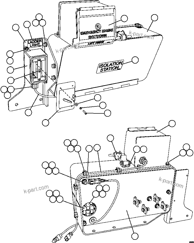 Komatsu parts book diagram for AFE57-FS 830E-1AC S/N A30723 - A30726    ISLA RIESCO: ISOLATION BOX   1/3     XB5731