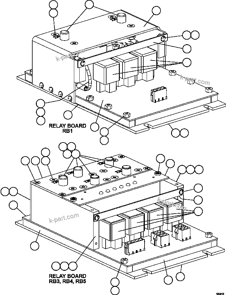 Komatsu parts book diagram for AFE57-FS 830E-1AC S/N A30723 - A30726    ISLA RIESCO: RELAY BOARDS
