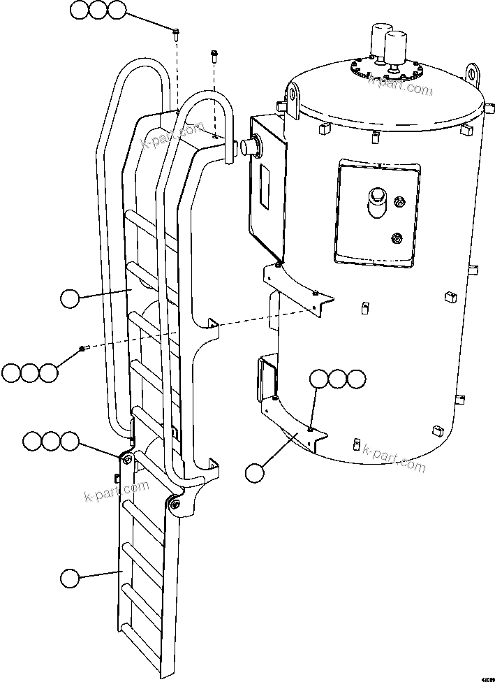 Komatsu parts book diagram for AFE57-FS 830E-1AC S/N A30723 - A30726    ISLA RIESCO: HYDRAULIC TANK LADDER INSTALLATION