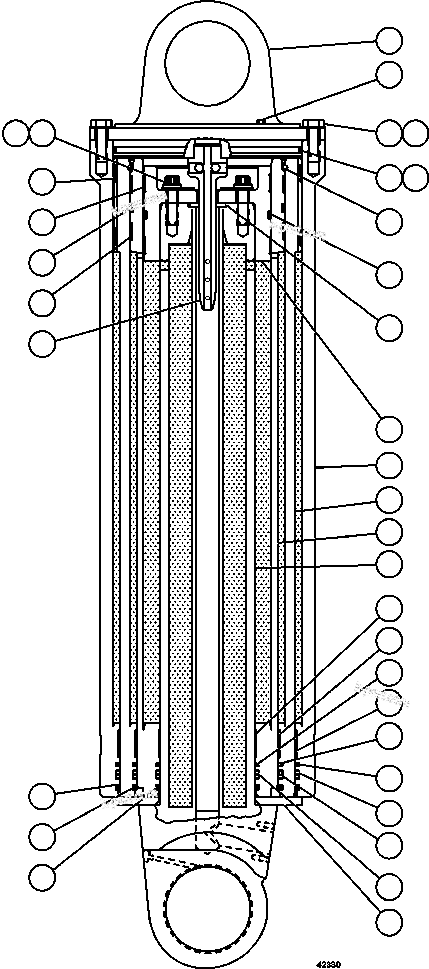 Komatsu parts book diagram for AFE57-FS 830E-1AC S/N A30723 - A30726    ISLA RIESCO: HOIST CYLINDER ASSEMBLY        EM8354