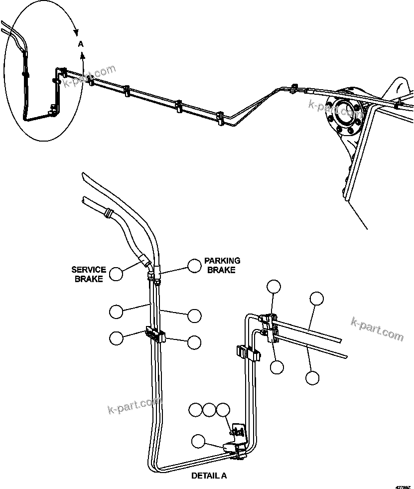 Komatsu parts book diagram for AFE57-FS 830E-1AC S/N A30723 - A30726    ISLA RIESCO: REAR BRAKE PIPING   1/3
