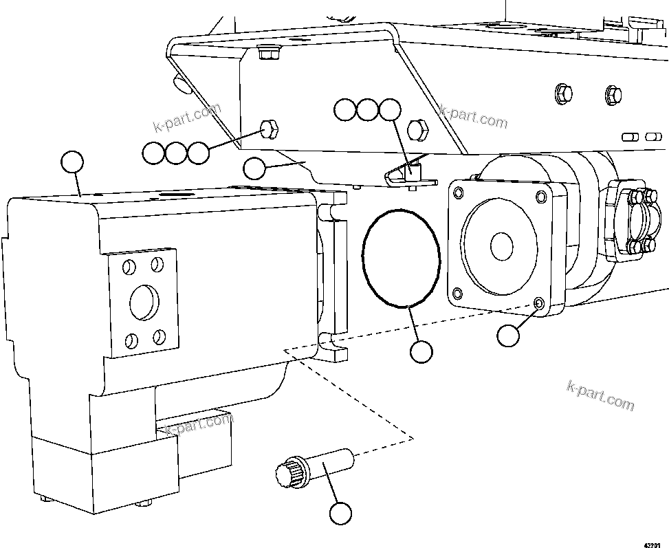 Komatsu parts book diagram for AFE57-FS 830E-1AC S/N A30723 - A30726    ISLA RIESCO: STEERING PUMP INSTALLATION